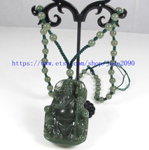 Free shipping - 100 % NATURAL Green jadeite jade carved &#39;&#39;Guan Yu&#39;&#39; charm beaded - £16.71 GBP