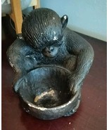 Vintage Monkey With Bowl Figure Heavy Plaster Or Paint . - £9.62 GBP