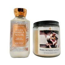 Candle 18 oz 2-Wick Rebel Without a Claus &amp; Lotion Warm Vanilla Sugar - £9.49 GBP