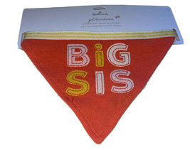 “BIG SIS” Sister Embroidered Orange Pet Bandana 29.5” Ribbon Hallmark New - £11.18 GBP