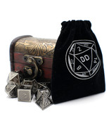 Silver Fantasy DnD Metal Dice Set with Storage Chest for D&amp;D Games - $651.18 MXN