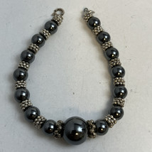 925 Sterling Silver &amp; Hematite 6.5 Inch Bracelet - $37.57