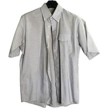 L.L. Bean Men's Short Sleeved Shirt Blue & Gray Checked Sz 17 - $19.35