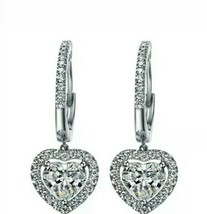 4Ct Simulé Diamant Halo Boucles D&#39;Oreilles 14k Blanc Plaqué Or - £91.39 GBP