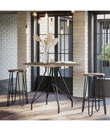 Set of 2 Counter-Height Bar Stools - 29.5&quot; round Wood with Hairpin Legs - $150.99