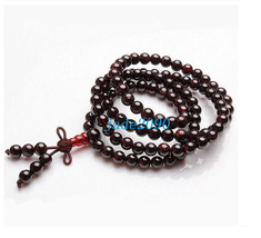 Free Shipping - good luck Natural dark Red Garnet meditation yoga 108 Beads Pray - £23.97 GBP