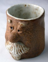 Art Folk Pottery Tumbler w Man&#39;s Face Handmade - $6.00