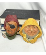 Lot Of 2 Bossons England Chalkware Wall Ornament Pirate Eye Patch - Boat... - $35.53