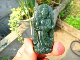 Free shipping - green jadeite jade Buddhist Bodhisattvas / Buddhist Kwan-Yin  ch - $26.99