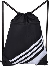 Drawstring Backpack Water Resistant Sports Gym Sackpack w Zipper Pocket NEW - £14.13 GBP