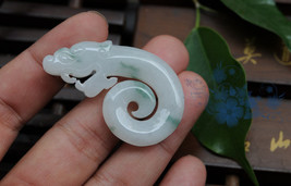 Free Shipping - Natural green jadeite jade , hand-carved ancient Chinese dragon  - £21.57 GBP