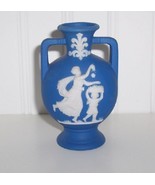Wedgwood Blue Jasperware 3 1/2&quot; Miniture Urn Vase Germany - £14.86 GBP