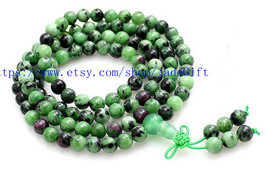 Free Shipping -  Red GREEN jade , AAA Grade Tibetan Buddhist natural108 meditati - £32.06 GBP