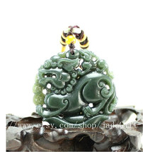 Free shipping-hand carved natural green  jade brave troops Ping Lucky charm pend - $26.00
