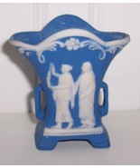 Wedgwood Blue Jasperware Grecian Ladies Garden 2 3/4&quot; Vase made in Germany - £10.95 GBP