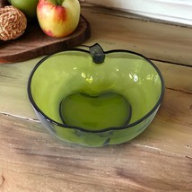 Hazel Atlas MCM Avocado Green Glass Apple Shaped Vintage Serving Dish - £16.39 GBP