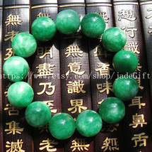 Free Shipping - 18MM Natural Green Jadeite Jade charm beaded jade beads Bracelet - £21.51 GBP