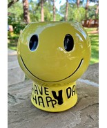 VINTAGE SMILEY FACE COOKIE JAR Yellow Pottery Have Happy Day No Lid 1970... - €29,73 EUR