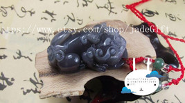 Free shipping - jade gift natural deep purple jade carved PI yao Amulet pendants - £19.65 GBP
