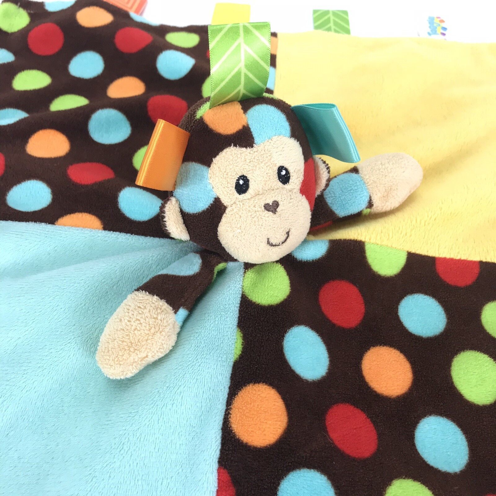 Taggies Monkey Baby Blankie Security Lovey Plush Toy Stimulating Textured Tags - $19.79