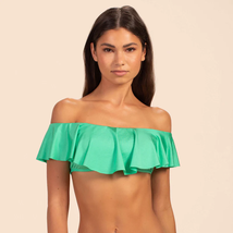 Trina Turk Monaco Off the Shoulder Bandeau Bikini Top Size 4 Green New Flounce - £39.11 GBP