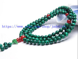 FREE SHIPPING - prayer green Malachite mala  Natural Malachite Meditation yoga 1 - £24.71 GBP