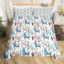 Boys Girls Duvet Cover Set Twin Size For Kids Teen Cute Cartoon Alpaca Llama Cac - £52.19 GBP