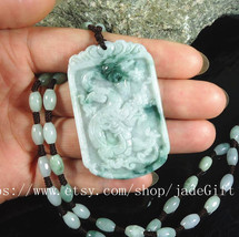 Free Shipping - Each bead 8 mm  Natural Green real jade Dragon real Jade beaded  - £24.69 GBP