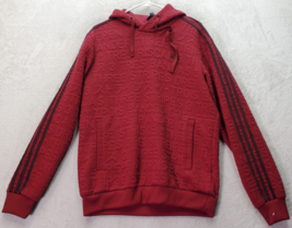 adidas Hoodie Men&#39;s Medium Maroon Long Raglan Sleeve Drawstring Pockets ... - $13.94