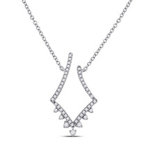 14kt White Gold Womens Round Diamond Modern-V Fashion Necklace 1/4 Cttw - £466.66 GBP