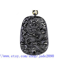 Free Shipping - Hand carved natural Obsidian luck dragon charm Good luck... - $26.99