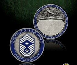 USAF AIR FORCE FIRST SERGEANT ENGRAVABLE 1.75&quot;  CHALLENGE COIN - £27.32 GBP