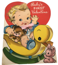 Paramount Vintage Valentine Card Baby First Valentine Rubber Duck Teddy ... - £5.58 GBP