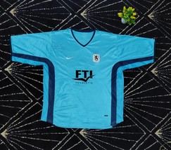 Vintage 90s Nike Shirt Jersey Hand Signed  Trikot 1860 Munich 2000 Bleu Color Re - £61.49 GBP
