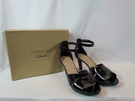 Collection Clarks Ultimate Comfort Shiny Black Strappy Toe Buckle SZ 9.5M - £42.38 GBP