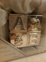 Vintage Baby Connection Silver Plated ABC Block Coin Bank #1697 NIB - £11.61 GBP