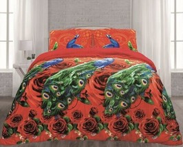 Alma Peacocks Red Blanket With Sherpa Soft Thick And Warm 3PCS QUEEN/FULL Size - £47.25 GBP