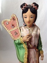 Vintage Cheongs Trading Oriental Geisha Doll Cloth Wood Base Chinese Japanese - £15.81 GBP