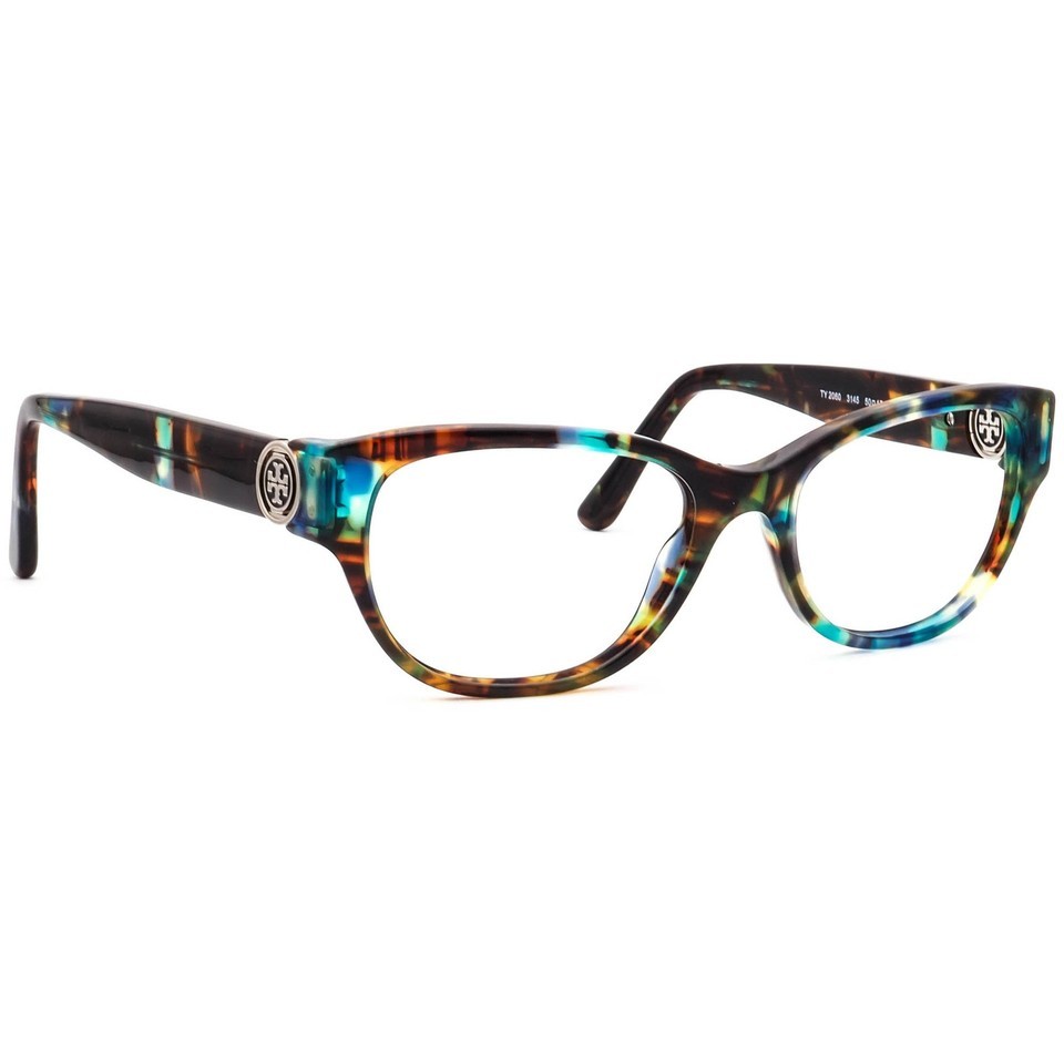 Tory Burch Eyeglasses TY 2060 3145 Blue Brown Tortoise Semi Cat Eye 50[]... - $149.99