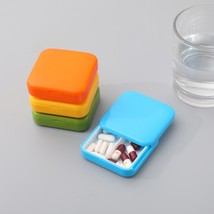 Portable Push-Pull Pill Box Square Pill Cases Mini Two Compartment Plastic Table - £7.63 GBP+