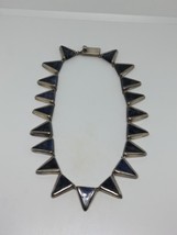 Vintage Sterling Silver 925 Blue Lapis Statement Mexico Necklace 14&quot; - £112.08 GBP