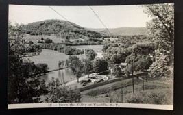 RPPC Down the Valley at Unadilla New York  View B&amp;W Small Town Rolling Hills - £15.98 GBP