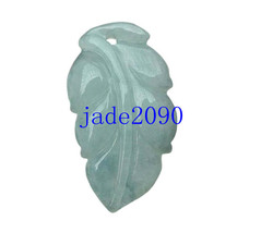 Free Shipping- Hand carved  Natural Green Jadeite Jade Tree leaf charm Pendant n - £18.18 GBP