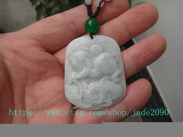 Free Shipping - white jadeite jade pig , Elegant Natural  pig jadeite jade charm - £18.86 GBP