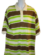 Timberland Mens Polo Shirt Size L/G Short Sleeves Green Brown Stripes - £7.69 GBP