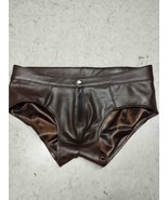 Men's lambskin Brown Leather Briefs Real Soft Leather Jockstrap Thong Underwear - £58.08 GBP - £89.06 GBP