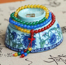 Free Shipping - 8mm Tibetan Buddhism Handcrafted natural Colorful jade STONE med - £23.96 GBP