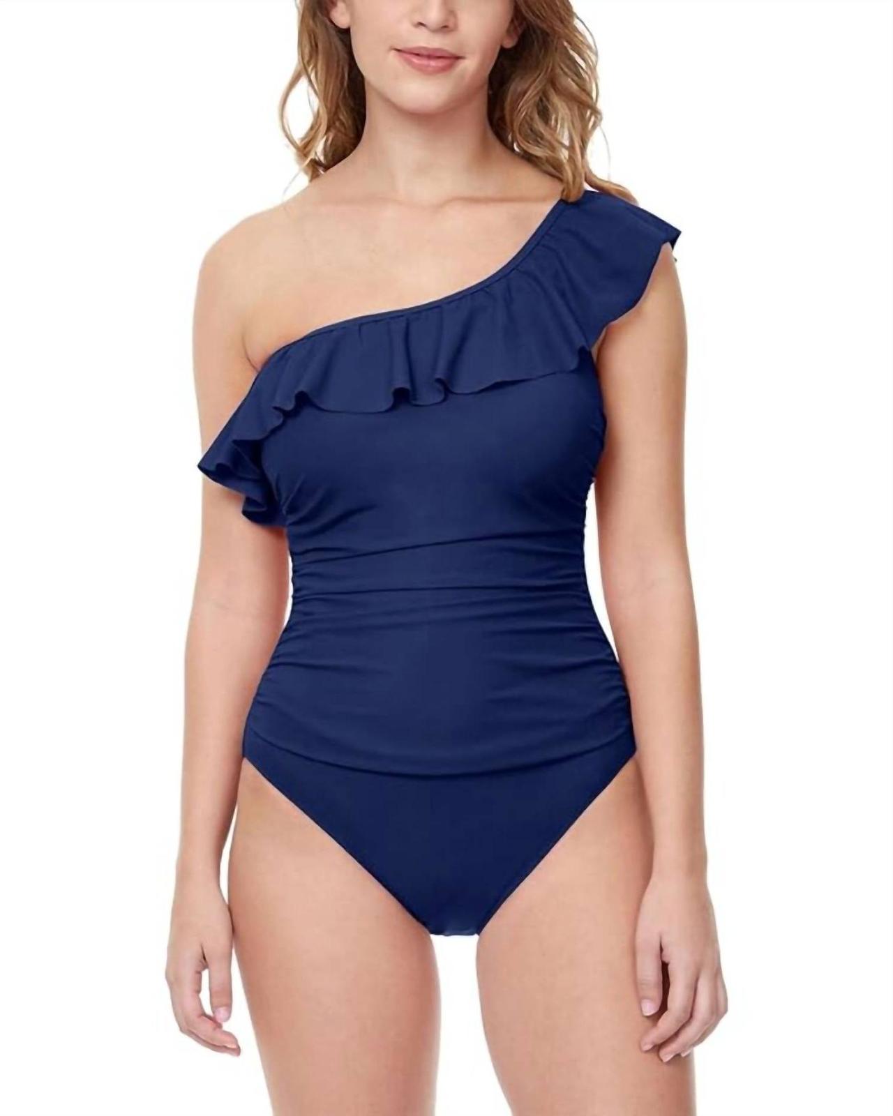 Profile By Gottex Tutti Fruitti Ruffle One Shoulder Swimsuit Size 8 - $77.22