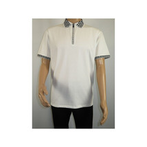 Men Sports Shirt DE-NIKO Short Sleeves Cotton Zipper Polo Shirt DBK104 White image 8