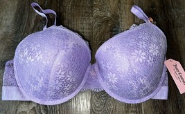 Juicy Couture ~ Women&#39;s Push Up Bra Purple Padded Underwire Nylon Lace ~ 38D - £17.21 GBP